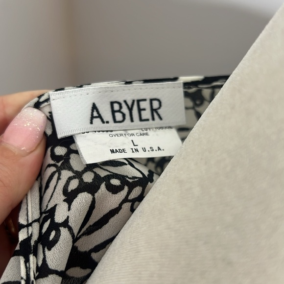 Y2K A. Byer Black & White Floral Print Artsy Cowl Neck Vintage Blouse - Picture 5 of 9